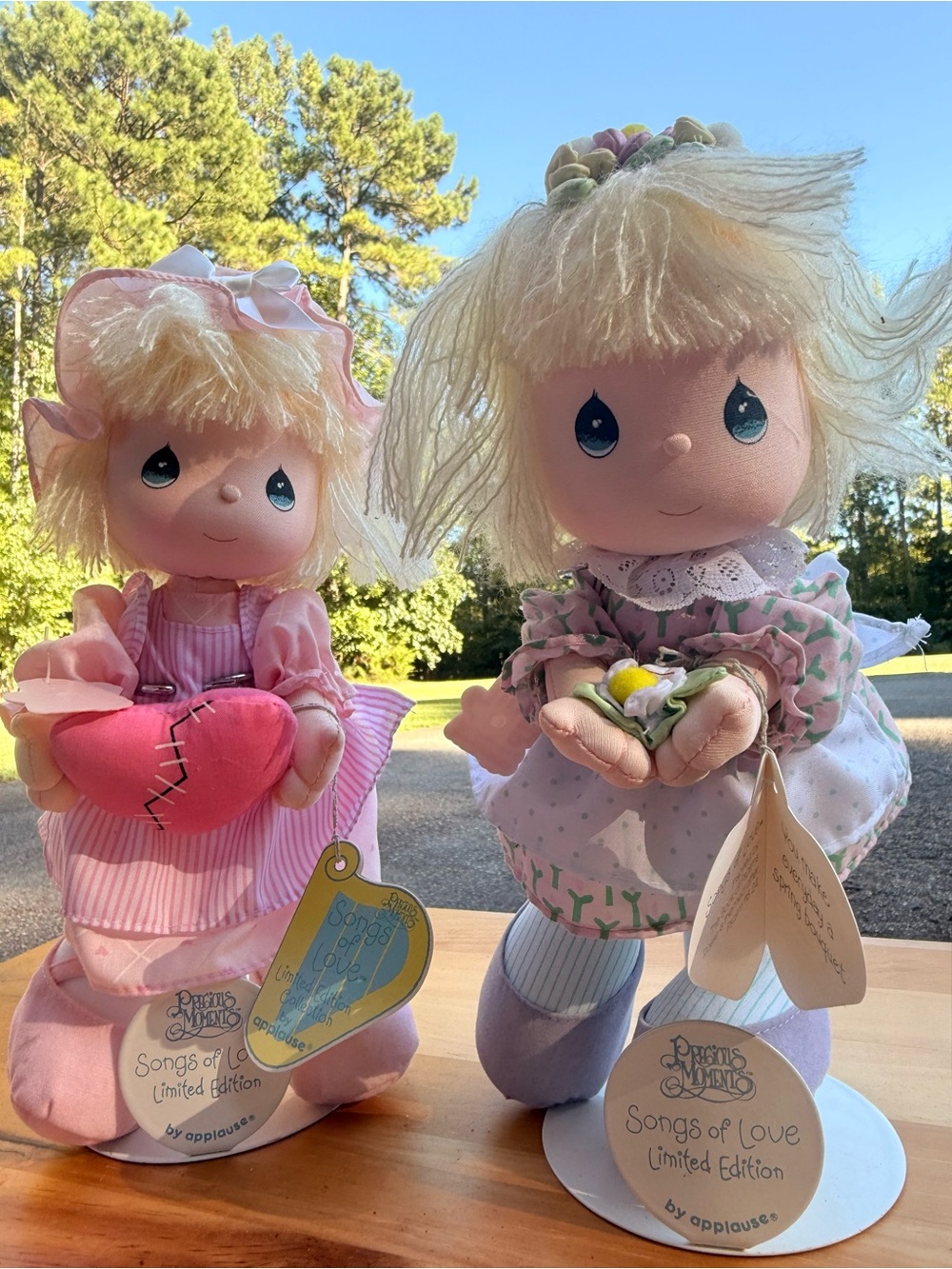 Precious Moments Pair of Pink and Lavender Songs of Love Dolls